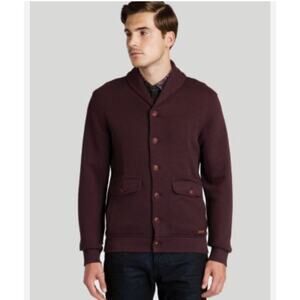 Ted Baker Burgundy Cotton Blend Sweatshirt Blazer